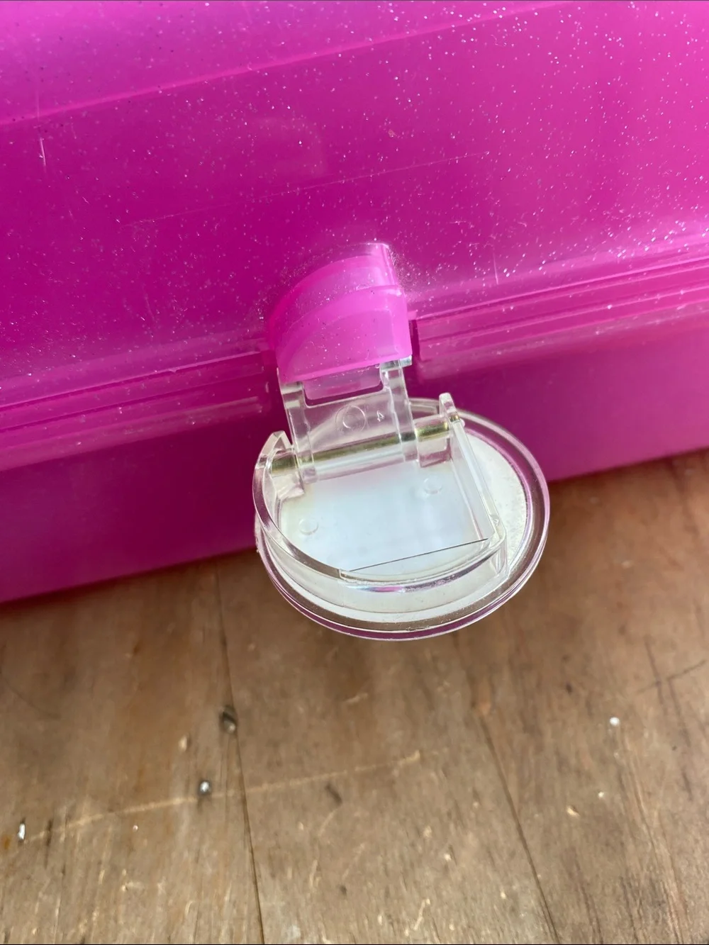 Pink Glitter Translucent Caboodle with Mirror Makeup Caddy Craft Caddy
